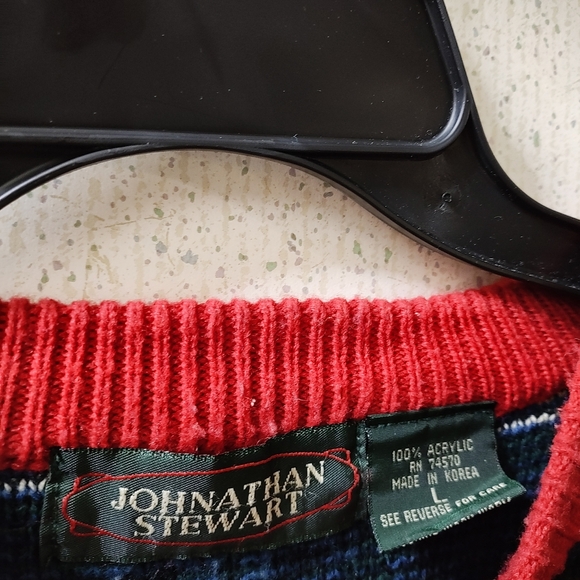 Vintage Jonathan Stewart Christmas Sweater Large Geometric Grandpa Sweater Clean - Picture 3 of 9